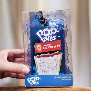 Pop Tarts Strawberry Frosted Christmas Tree Ornament, Glass w/ Metallic Finish